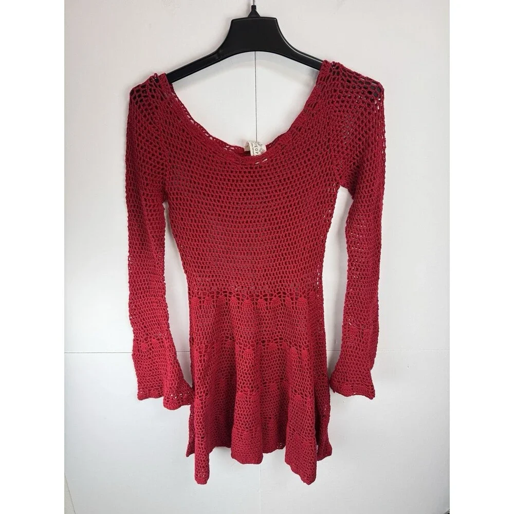 Free People Red Crochet Dress Size: XS